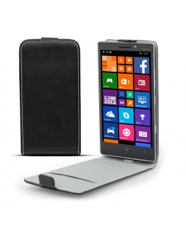 Moozy premium magnetic Flip phone cover Flexi Slim Nokia 929 / 930 Lumia vertical case with Silicone phone holder Black Frc