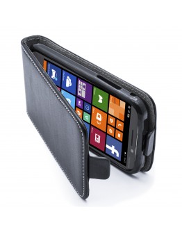 Moozy premium magnetic Flip phone cover Flexi Slim Nokia 929 / 930 Lumia vertical case with Silicone phone holder Black Frc