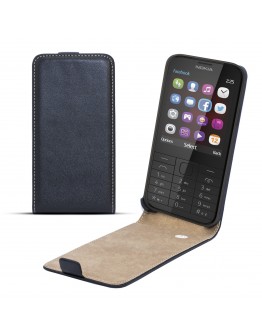 Moozy premium magnetic Flip phone cover Flexi Slim Nokia 225 vertical case with Silicone phone holder Black Tln