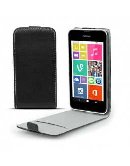Moozy premium magnetic Flip phone cover Flexi Slim Nokia 530 Lumia vertical case with Silicone phone holder Black Frc