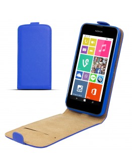 Moozy premium magnetic Flip phone cover Flexi Slim Nokia Lumia 530 vertical case with Silicone phone holder Blue Tln