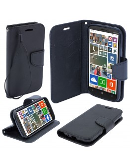 Moozy dual color Fancy Diary Book Wallet Case Flip cover with stand / wrist strap / Silicone phone holder for Nokia 930 Lumia Black