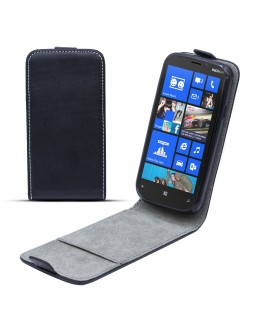 Moozy premium magnetic Flip phone cover Flexi Slim for Nokia 920 Lumia vertical case with Silicone phone holder Black Frc