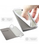 Huawei P8 Lite case Flip cover Silver - Moozy® Smart Magnetic Flip cover with folding stand and silicone phone holder