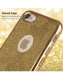 iPhone 6s Case, iPhone 6 Case silicone Glitter Gold - Moozy® Ultra Thin Flexible Soft Transparent TPU Silicone Bling Cover with Detachable Glitter