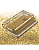 iPhone 6s Case, iPhone 6 Case silicone Glitter Gold - Moozy® Ultra Thin Flexible Soft Transparent TPU Silicone Bling Cover with Detachable Glitter