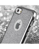 iPhone 6s Case, iPhone 6 Case silicone Glitter Silver - Moozy® Ultra Thin Flexible Soft Transparent TPU Silicone Bling Cover with Detachable Glitter