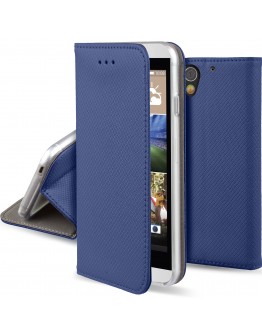HTC Desire 626 case Flip cover Dark blue - Moozy® Smart Magnetic Flip case with folding stand and silicone phone holder