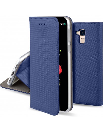 Huawei Honor 5C / Honor 7 Lite case Flip cover Dark blue - Moozy® Smart Magnetic Flip case with folding stand and silicone phone holder