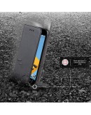 HTC One A9s case Flip cover Black - Moozy® Smart Magnetic Flip case with folding stand and silicone phone holder