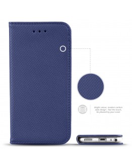 HTC One A9s case Flip cover Dark blue - Moozy® Smart Magnetic Flip case with folding stand and silicone phone holder