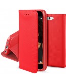 Huawei P10 case Flip cover Red - Moozy® Smart Magnetic Flip cover with folding stand and silicone phone holder