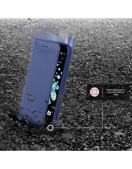 HTC U Play case Flip cover Dark blue - Moozy® Smart Magnetic Flip case with folding stand and silicone phone holder