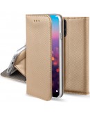 Huawei P20 Pro case Flip cover Gold - Moozy® Smart Magnetic Flip case with folding stand and silicone phone holder