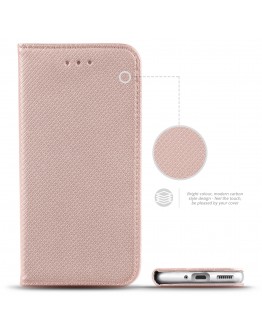 Huawei P10 Lite case Flip cover Rose Gold - Moozy® Smart Magnetic Flip case with folding stand and silicone phone holder