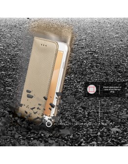 Xiaomi Redmi Note 5A case Flip cover Gold - Moozy® Smart Magnetic Flip case with folding stand and silicone phone holder