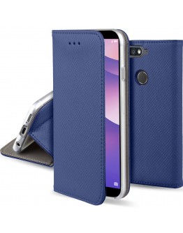 Huawei Y7 Prime 2018 case, Huawei Nova 2 Lite case Flip cover Dark blue - Moozy® Smart Magnetic Flip case with folding stand