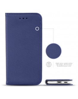 HTC U12+ case, HTC U12 Plus case Flip cover Dark blue - Moozy® Smart Magnetic Flip case with folding stand