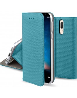 Huawei Mate 10 Lite case Flip cover Turquoise - Moozy® Smart Magnetic Flip case with folding stand and silicone phone holder