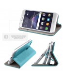 Huawei P8 Lite 2017 case Flip cover Turquoise - Moozy® Smart Magnetic Flip cover with folding stand and silicone phone holder