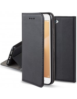 Xiaomi Redmi Note 5A case Flip cover Black - Moozy® Smart Magnetic Flip case with folding stand and silicone phone holder