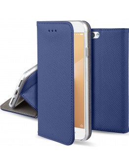 Xiaomi Redmi Note 5A case Flip cover Dark blue - Moozy® Smart Magnetic Flip case with folding stand and silicone phone holder