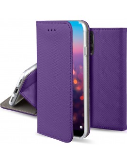 Huawei P20 Pro case Flip cover Purple - Moozy® Smart Magnetic Flip case with folding stand and silicone phone holder