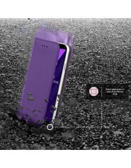 Huawei Y6 2018 case Flip cover Purple - Moozy® Smart Magnetic Flip case with folding stand and silicone phone holder