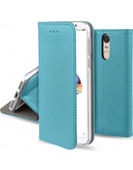 Xiaomi Redmi Note 5 case / Xiaomi Redmi 5 Plus case Flip cover Turquoise - Moozy® Smart Magnetic Flip case with stand