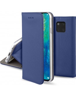 Moozy case Flip cover for Huawei Mate 20 Pro, Dark blue - Smart Magnetic Flip case with folding stand