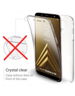 Moozy 360 Degree Case for Samsung A6 2018 - Transparent Full body [Hard PC Back and Soft TPU Silicone Front] Slim Cover