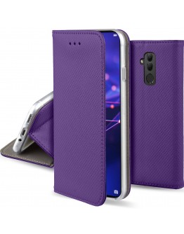 Moozy case Flip cover for Huawei Mate 20 Lite, Purple - Smart Magnetic Flip case with folding stand