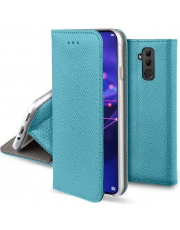 Moozy case Flip cover for Huawei Mate 20 Lite, Turquoise - Smart Magnetic Flip case with folding stand