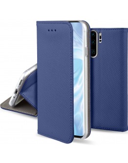 Moozy case Flip cover for Huawei P30 Pro, Dark blue - Smart Magnetic Flip case with folding stand