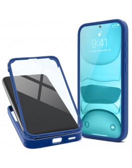 Moozy 360 Case for Samsung A53 5G - Blue Rim Transparent Case, Full Body Double-sided Protection, Cover with Built-in Screen Protector