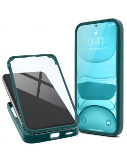 Moozy 360 Case for Samsung A53 5G - Green Rim Transparent Case, Full Body Double-sided Protection, Cover with Built-in Screen Protector