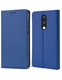 Moozy Case Flip Cover for Nokia 2.3, Dark Blue - Smart Magnetic Flip Case with Card Holder and Stand