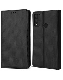 Moozy Case Flip Cover for Huawei P Smart 2020, Black - Smart Magnetic Flip Case with Card Holder and Stand