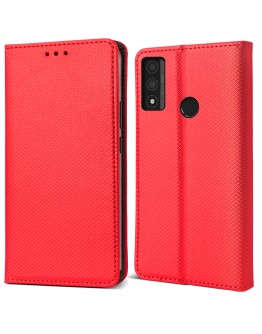 Moozy Case Flip Cover for Huawei P Smart 2020, Red - Smart Magnetic Flip Case with Card Holder and Stand