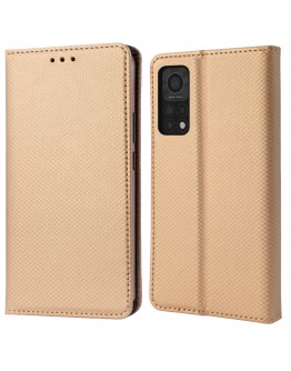 Moozy Case Flip Cover for Xiaomi Mi 10T 5G and Mi 10T Pro 5G, Gold - Smart Magnetic Flip Case with Card Holder and Stand