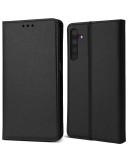 Moozy Case Flip Cover for Realme 6 Pro, Black - Smart Magnetic Flip Case with Card Holder and Stand