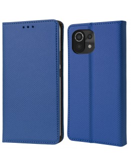 Moozy Case Flip Cover for Xiaomi Mi 11 Lite and Mi 11 Lite 5G, Dark Blue - Smart Magnetic Flip Case Flip Folio Wallet Case with Card Holder and Stand, Credit Card Slots, Kickstand Function