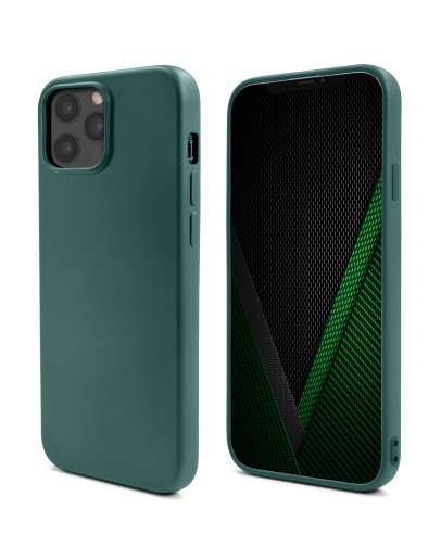 Moozy Lifestyle. Silicone Case for iPhone 13 Pro, Dark Green - Liquid Silicone Lightweight Cover with Matte Finish and Soft Microfiber Lining, Premium Silicone Case
