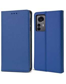 Moozy Case Flip Cover for Xiaomi 12 Pro, Dark Blue - Smart Magnetic Flip Case Flip Folio Wallet Case with Card Holder and Stand, Credit Card Slots, Kickstand Function