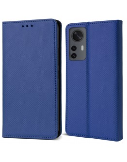 Moozy Case Flip Cover for Xiaomi 12 and Xiaomi 12X, Dark Blue - Smart Magnetic Flip Case Flip Folio Wallet Case with Card Holder and Stand, Credit Card Slots, Kickstand Function
