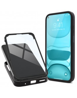 Moozy 360 Case for Huawei Nova 5T and Honor 20 - Black Rim Transparent Case, Full Body Double-sided Protection, Cover with Built-in Screen Protector