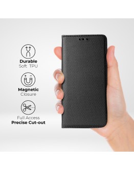 Moozy Case Flip Cover for Xiaomi 12 and Xiaomi 12X, Black - Smart Magnetic Flip Case Flip Folio Wallet Case with Card Holder and Stand, Credit Card Slots, Kickstand Function