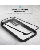 Moozy 360 Case for Xiaomi 11T and 11T Pro - Black Rim Transparent Case, Full Body Double-sided Protection, Cover with Built-in Screen Protector
