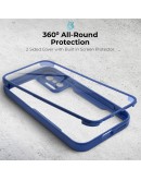 Moozy 360 Case for Xiaomi 11T and 11T Pro - Blue Rim Transparent Case, Full Body Double-sided Protection, Cover with Built-in Screen Protector