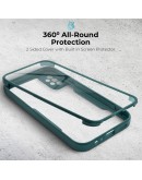 Moozy 360 Case for Samsung A32 5G - Green Rim Transparent Case, Full Body Double-sided Protection, Cover with Built-in Screen Protector